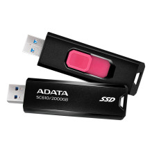 Išorinis SSD, ADATA, SC610, 2TB, USB 3.2, Rašymo greitis 500 MB/s, Skaitymo greitis 550 MB/s, SC610-2000G-CBK / RD