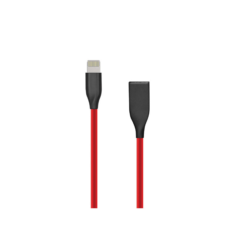 Silicone cable USB- Lightning, 2m (red)