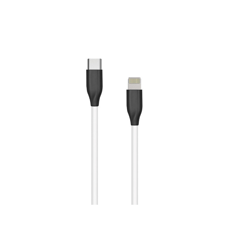 Silicone cable USB Type-C - Lightning (white, 1m)