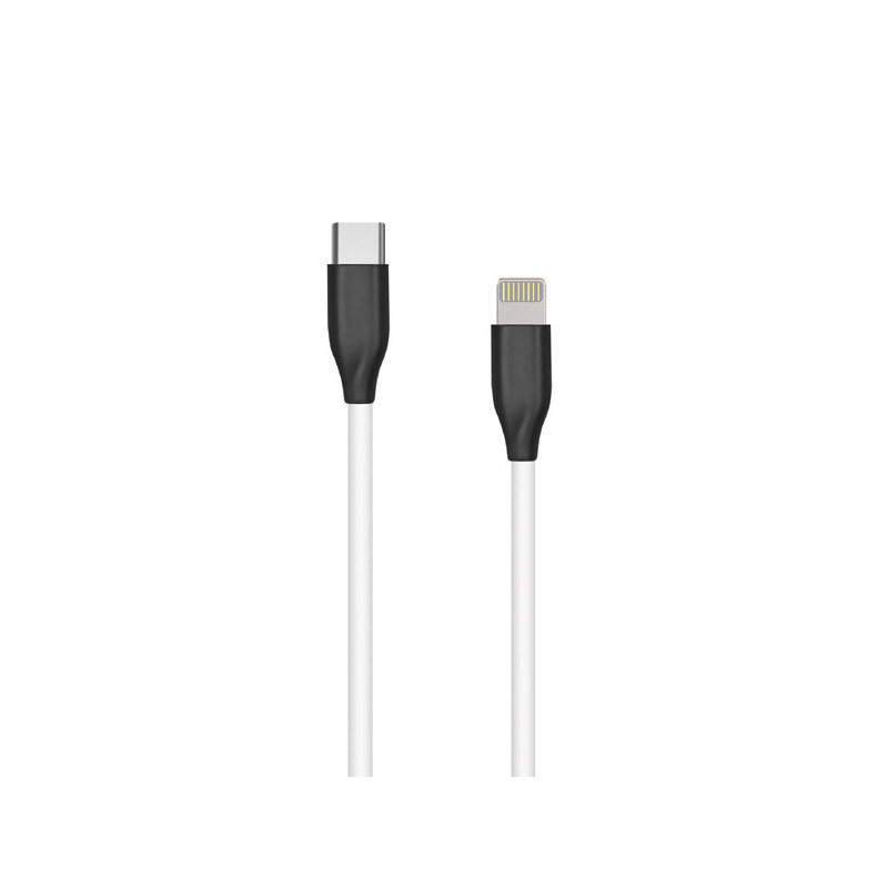 Silicone cable USB Type C- Lightning, 2m (white)