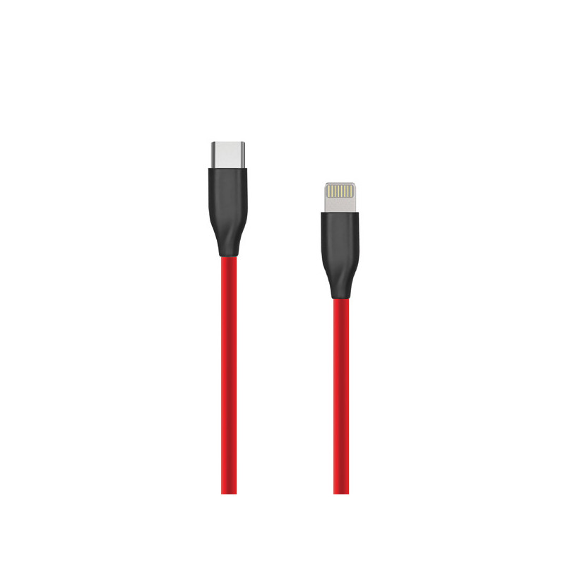 Silicone cable USB Type C- Lightning, 2m (red)