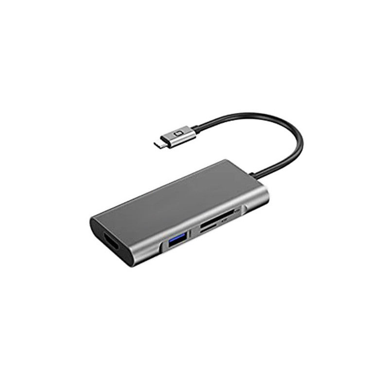 Adapteris USB Type-C - 3 x USB 3.0, Type-C PD, HDMI, SD, TF