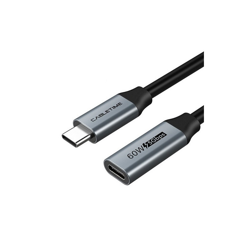 Kabelis ilgintuvas USB 3.0 Type-C (M) - USB Type-C (F), 5Gbps, 60W, 4K / 60Hz, 0.5m