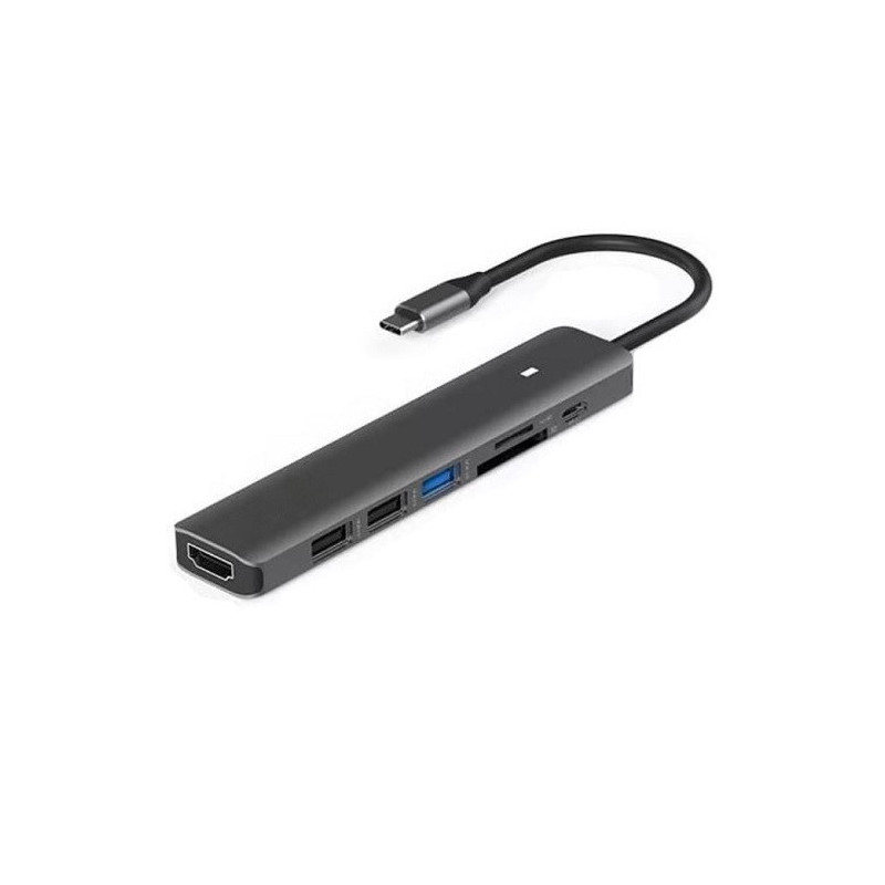 Adapteris USB Type-C - HDMI, 3x USB Type-A, SD, TF, USB Type-C PD100W