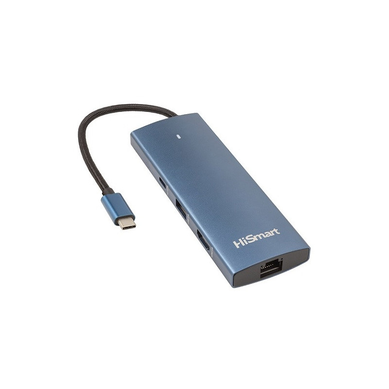 Adapter USB Type-C - HDMI, LAN, 3x USB Type-A, 1x USB Type-C, PD100W, SD+TF