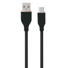 Silicone cable USB Type-A - Type-C (black, 2m)