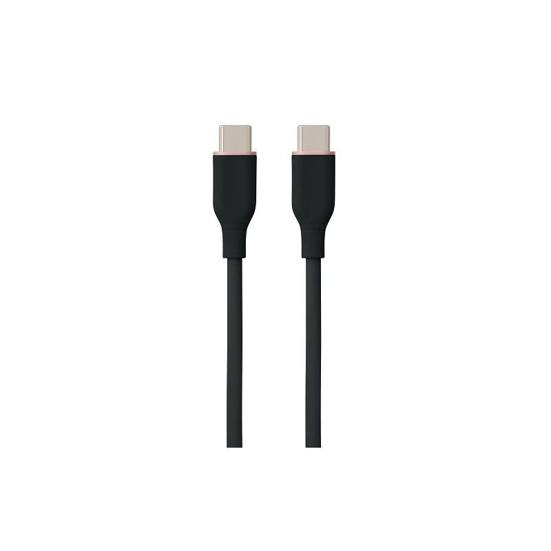 Silikoninis kabelis USB Type-C - Type-C, 60W (juodas, 2m)