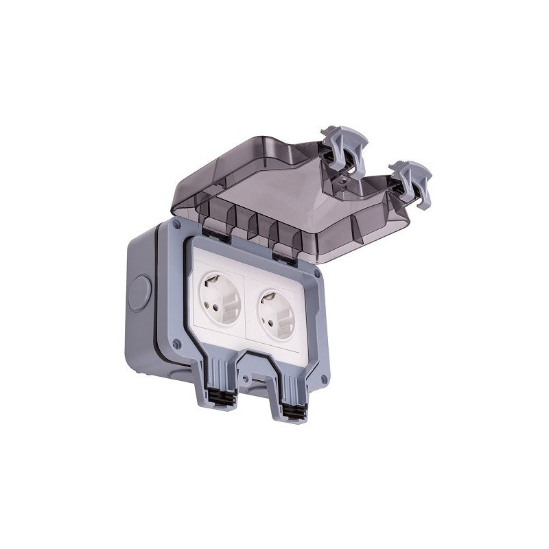Surface-mounted socket 2 sockets IP66, EU