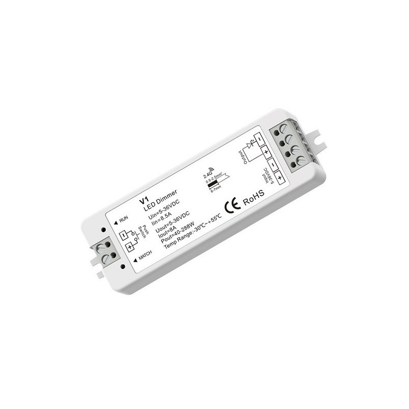 V1 constant voltage controller 5-36V, 1x 8A, Push-Dimm