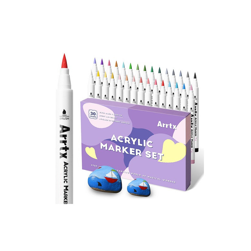 Acrylic markers - felt-tip pens ARRTX 30A, 30 colors, pastel shades