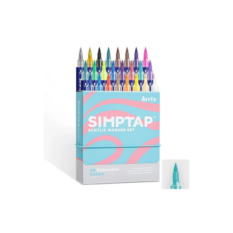 Acrylic markers - felt-tip pens ARRTX Simptap, 24 colors