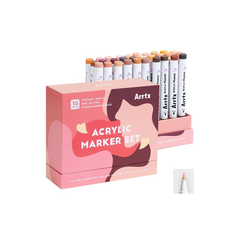 Acrylic markers - felt-tip pens ARRTX 30C, 30 colors, skin tones