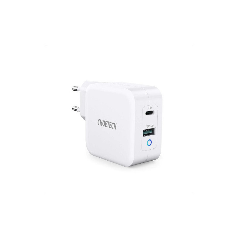 Charger CHOETECH GaN USB Type-C, Type-A: 65W, PD, QC