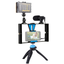 Blogger kit with LED lighting, stand, phone holder and microphone