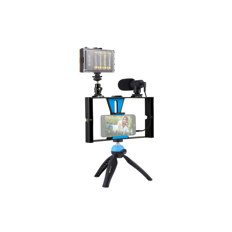 Blogger kit with LED lighting, stand, phone holder and microphone