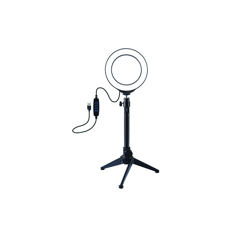 LED ring lamp 12cm, with tripod table stand up to 24.5cm, USB