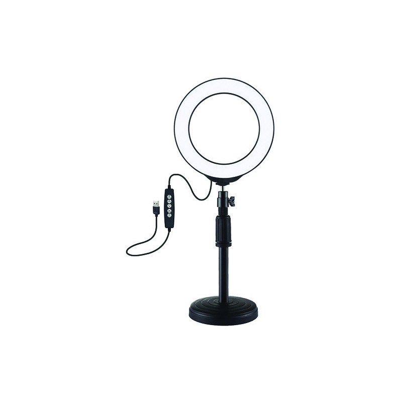 LED ring lamp 16cm, with stand up to 33cm, USB, RGBW