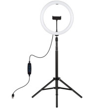LED ring light 30cm with tripod stand up to 1.65m and phone holder, USB