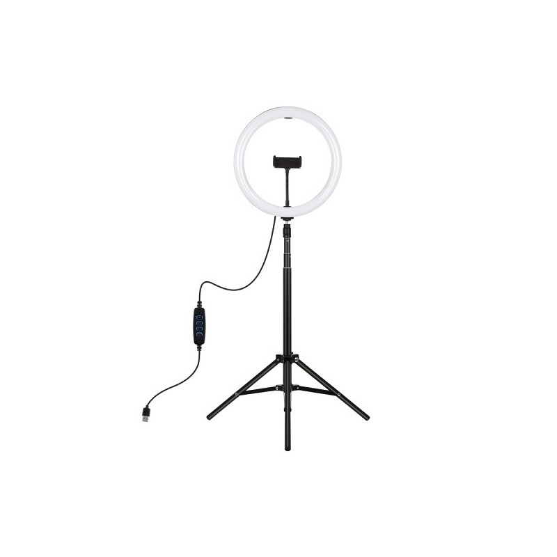 LED ring light 30cm with tripod stand up to 1.65m and phone holder, USB