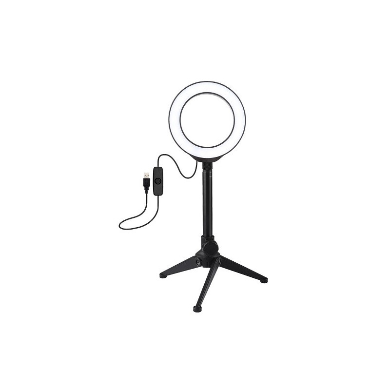LED ring light 12cm, with tripod table stand up to 21.8cm, USB,
