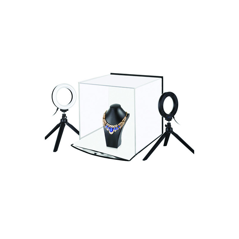 Photography box with ring light set, 30x30x30cm
