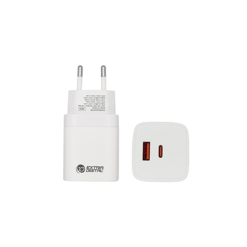 Kroviklis EXTRA DIGITAL GaN USB Type-C, USB Type-A: 45W, PPS