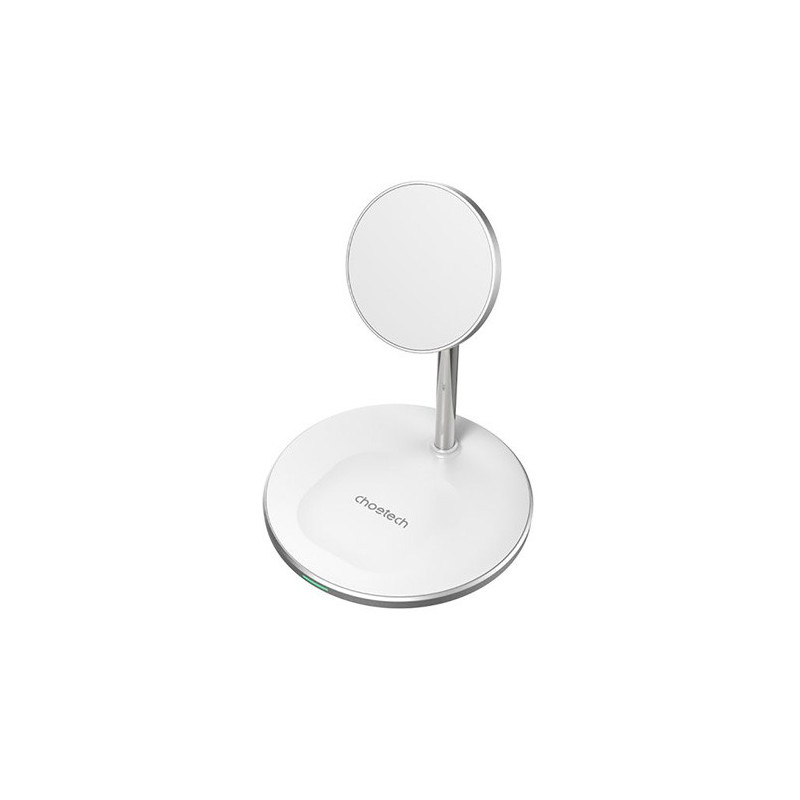 Belaidis įkroviklis CHOETECH, 15W, 2in1, magnetinis, baltas su stovu