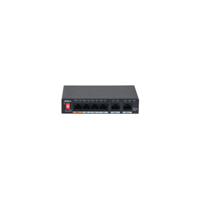PoE hub 1000Mbps 4-port+2G uplink, Hi-PoE, 60W