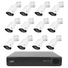 NVR PNI House IP716 video surveillance package, 16 IP channels 4K, H.265, ONVIF and 12 PNI IP125 cameras with IP, 5MP, I