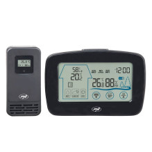 PNI MS500 weather station with wireless external sensor, displays indoor and outdoor temperature and humidity, memory of