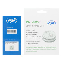 Smoke sensor PNI A024 with Wi-Fi, control from the Tuya Smart application, 9V battery supply, 85dB, sound and visual ala