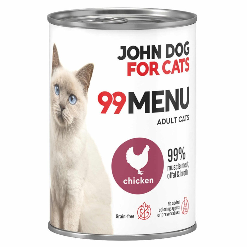 Maisto produktai - JOHN DOG 99 Meniu Vištienos Drėgnas Maistas 400g Be Grūdų