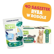 Gyvūnų maistas - ANIMAL ISLAND White Fish in Broth Wet Cat Food 40x85g