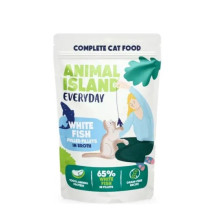 Gyvūnų maistas - ANIMAL ISLAND White Fish in Broth Wet Cat Food 40x85g