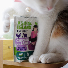 Gyvūnų maistas - ANIMAL ISLAND Vištiena, stručio ir ėrienos filė sultinyje 4x85g
