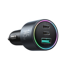 „Joyroom JR-CCN07“ 145 W automobilinis įkroviklis, 2 x USB-C, USB-A + 100 W USB-C laidas – tamsiai pilkas