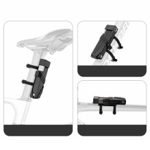 Rockbros 32140003001 foldable bicycle lock with key and handle, 88cm - black