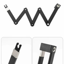 Rockbros 32140003001 foldable bicycle lock with key and handle, 88cm - black