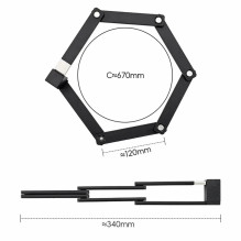 Rockbros 32140003001 foldable bicycle lock with key and handle, 88cm - black