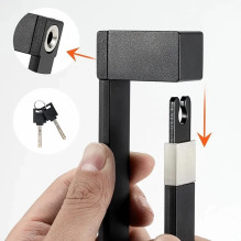 „Rockbros 32140003001“ sulankstoma dviračio spyna su raktu ir rankena, 88 cm - juoda