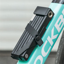 Rockbros 32140003001 foldable bicycle lock with key and handle, 88cm - black