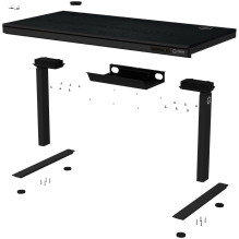 Dual-motor sit / stand adjustable-height gaming desk with wireless charger, RGB lighting, control panel, and USB ports, 