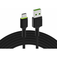 „Green Cell“ USB kištukas - USB C tipo kištukas, greitas įkrovimas su LED diode, 2 m