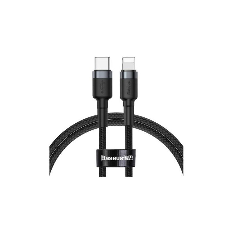Baseus Cafule Cable patvarus nailono kabelis USB C tipo PD / Lightning 18W QC3.0 1m juodas