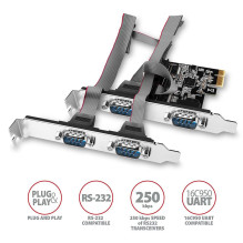 NET CARD PCIE 250KBPS 4PORT / SPLP PCEA-S4N AXAGON