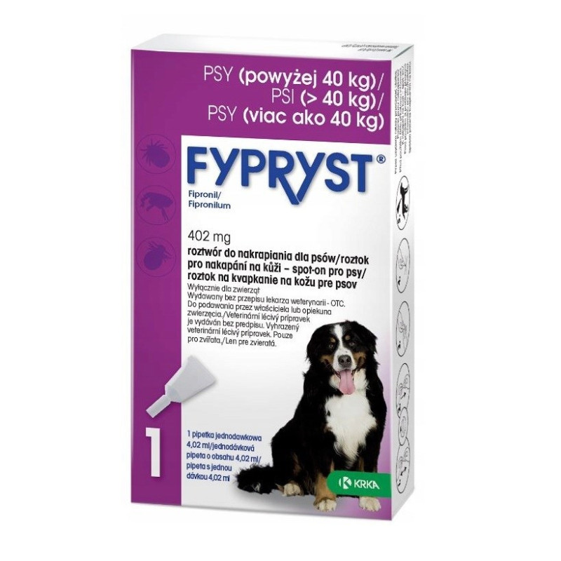 FYPRYST 402 mg XL (40–60 kg) – lašai nuo blusų ir erkių šunims – 1 x 4,02 ml