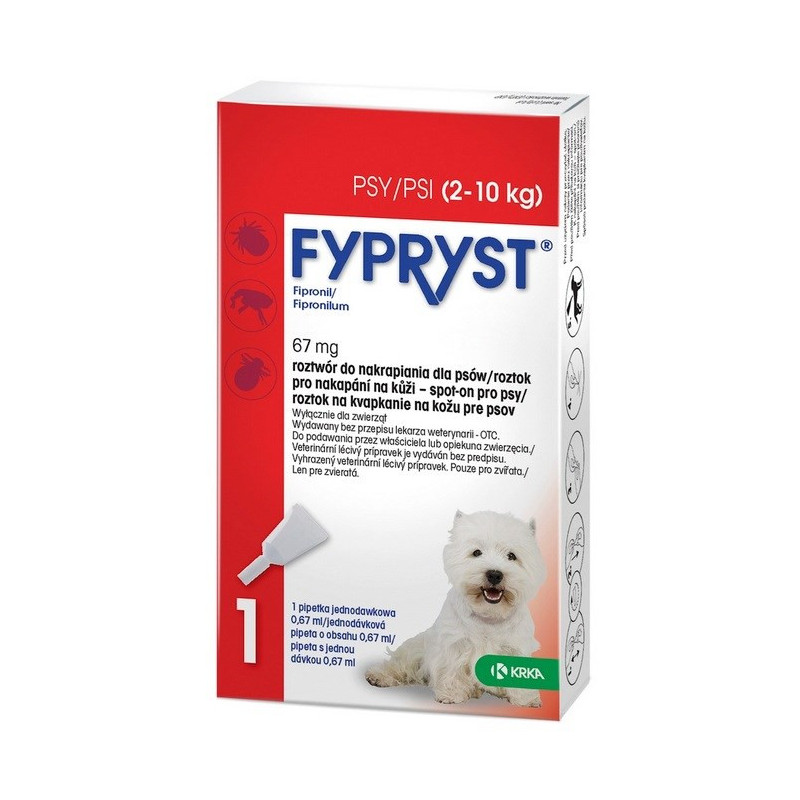 FYPRYST 67mg S (2-10kg) - drops against fleas and ticks for dogs - 1x0,67ml