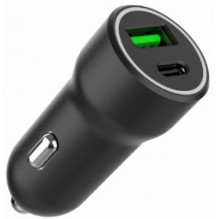 Car charger Gembird USB Type-C + USB Type-A Black