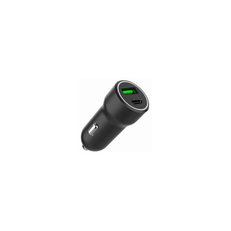 Car charger Gembird USB Type-C + USB Type-A Black