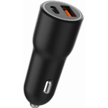 Car charger Gembird USB Type-C + USB Type-A Black